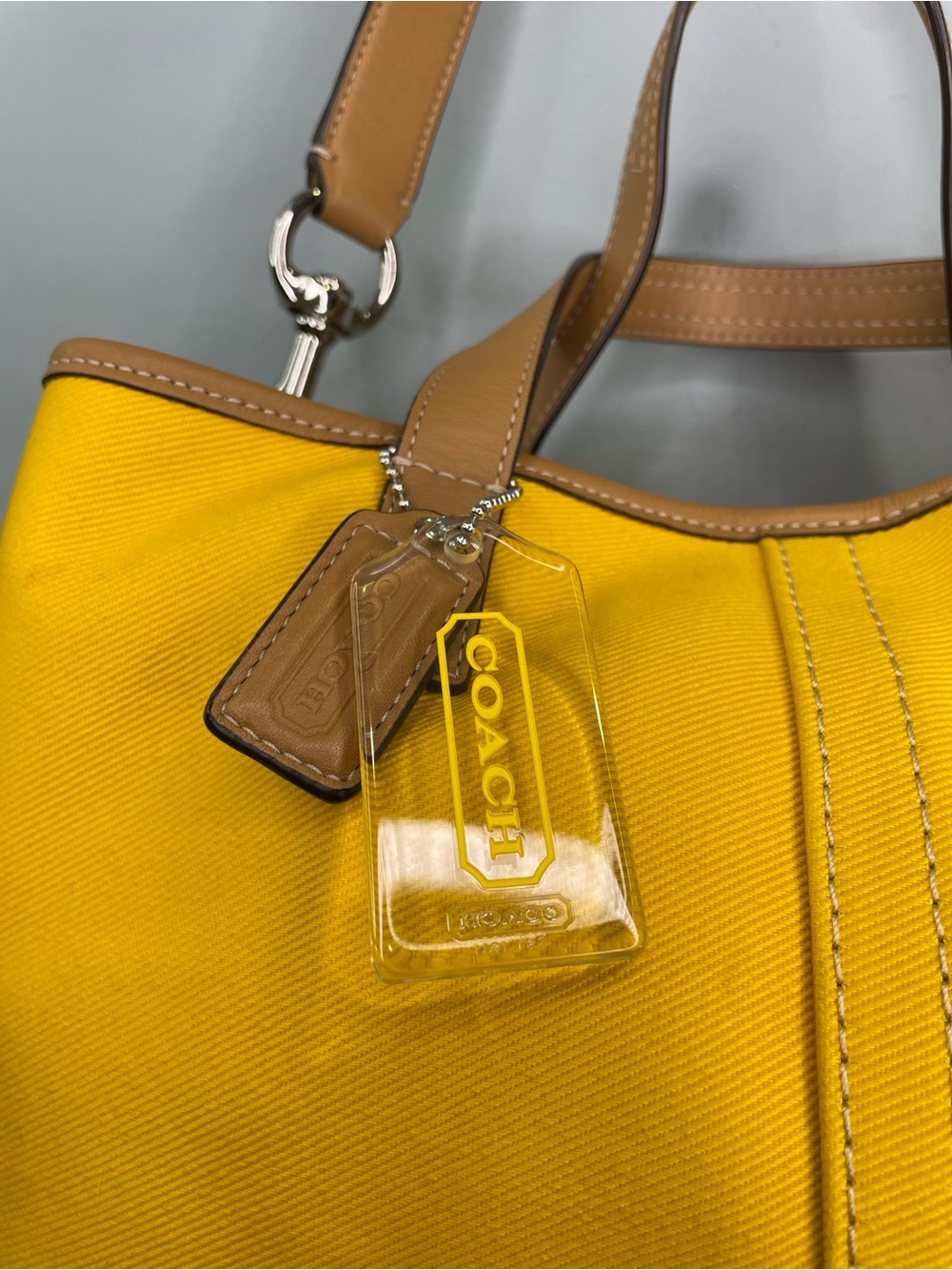 Coach Hadley Twill Large Duffel Tote in Sunflower Yellow - Picture 3 of 14